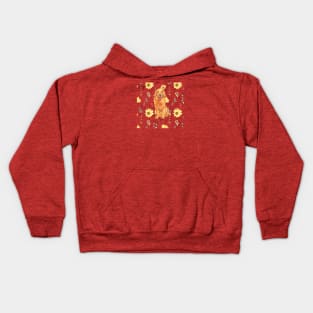 Golden retriever with sunflowers Kids Hoodie